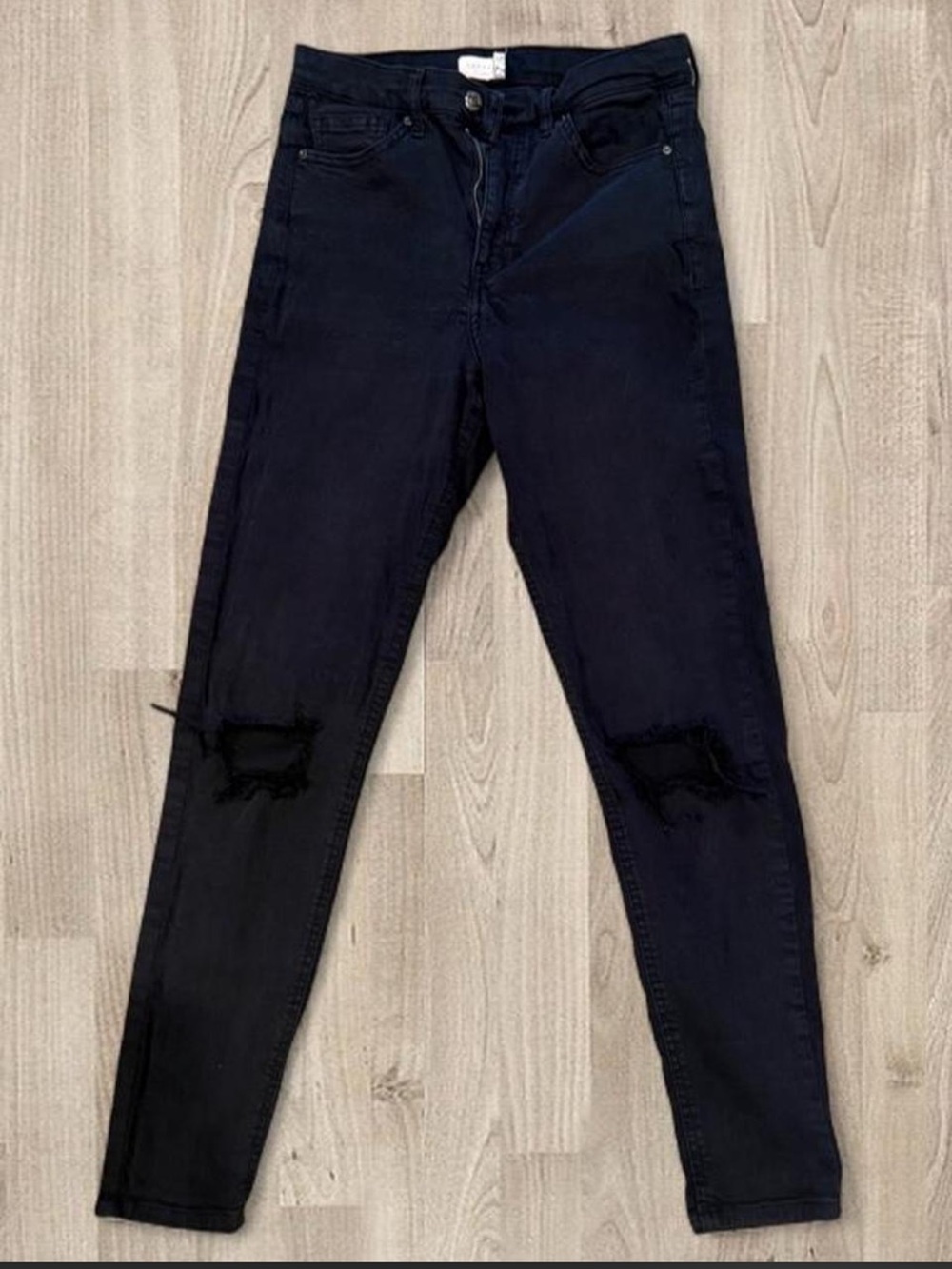 Topshop Black Jamie Skinny Ripped Knee Jeans